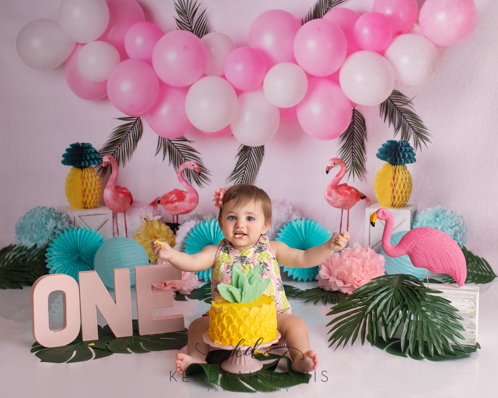 Kate Balloons Flowers Flamingo Summer Backdrop for Photography Designed by Mandy Ringe Photography - Kate Backdrop AU