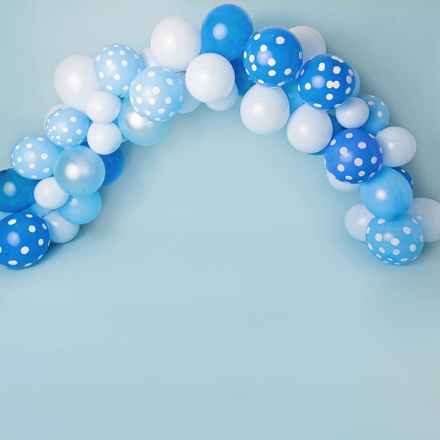 Kate Blue and White Balloons Birthday Children Backdrop for Photography Designed by Kerry Anderson - Kate Backdrop AU