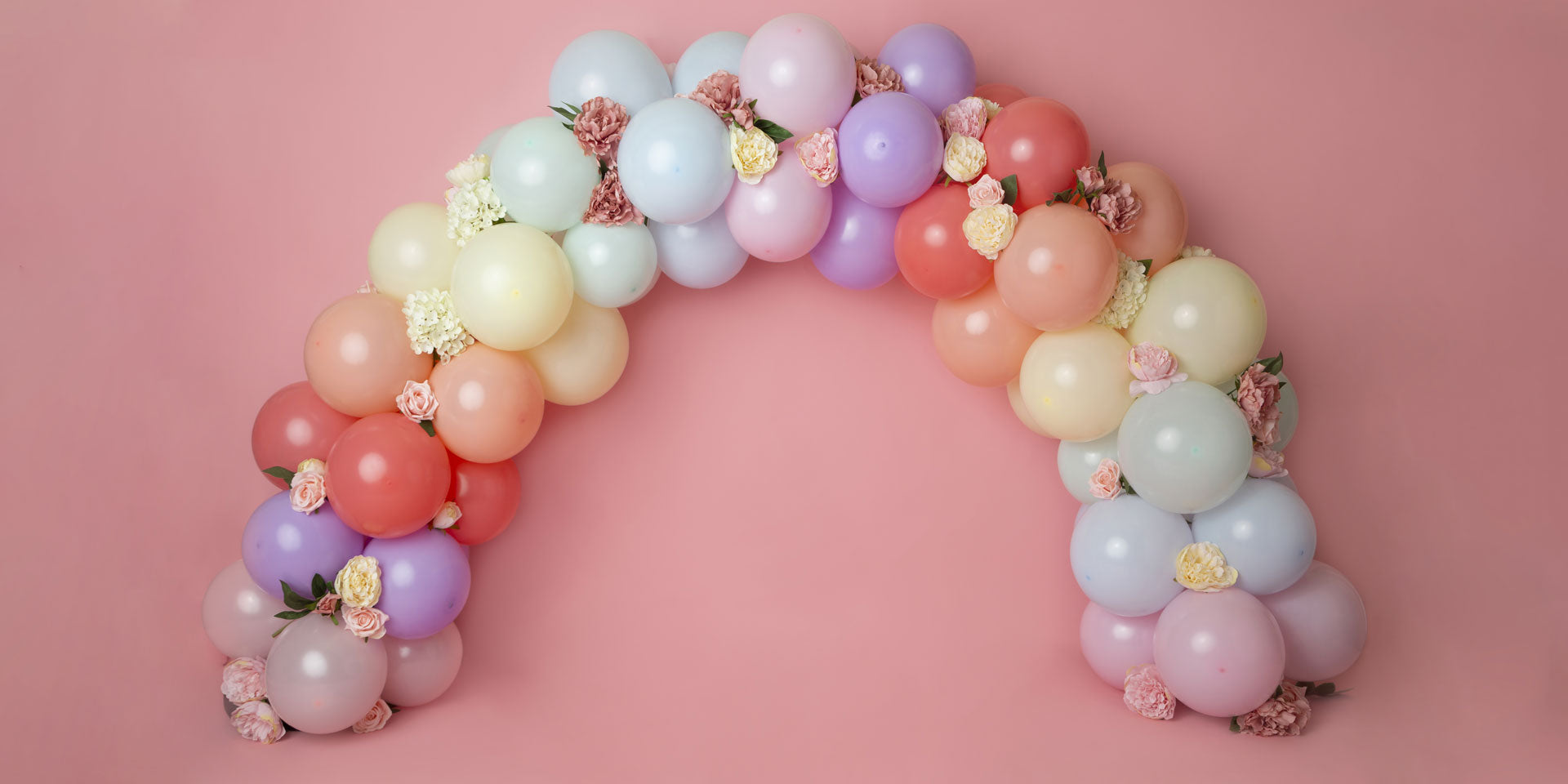 Kate Rainbow Floral Balloons Birthday Children Backdrop for Photography Designed by Kerry Anderson - Kate Backdrop AU