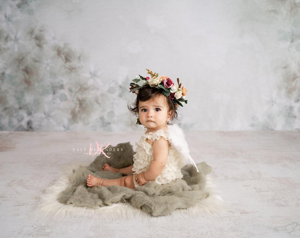 Kate Fine Art Watercolors Green Flowers Abstract Backdrop designed by Veronika Gant - Kate Backdrop AU