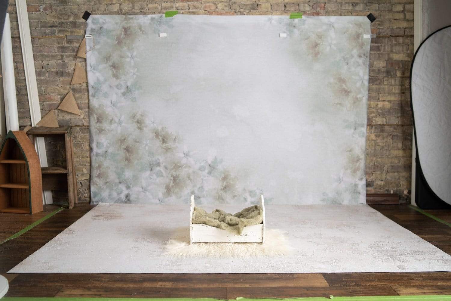 Kate Fine Art Watercolors Green Flowers Abstract Backdrop designed by Veronika Gant - Kate Backdrop AU