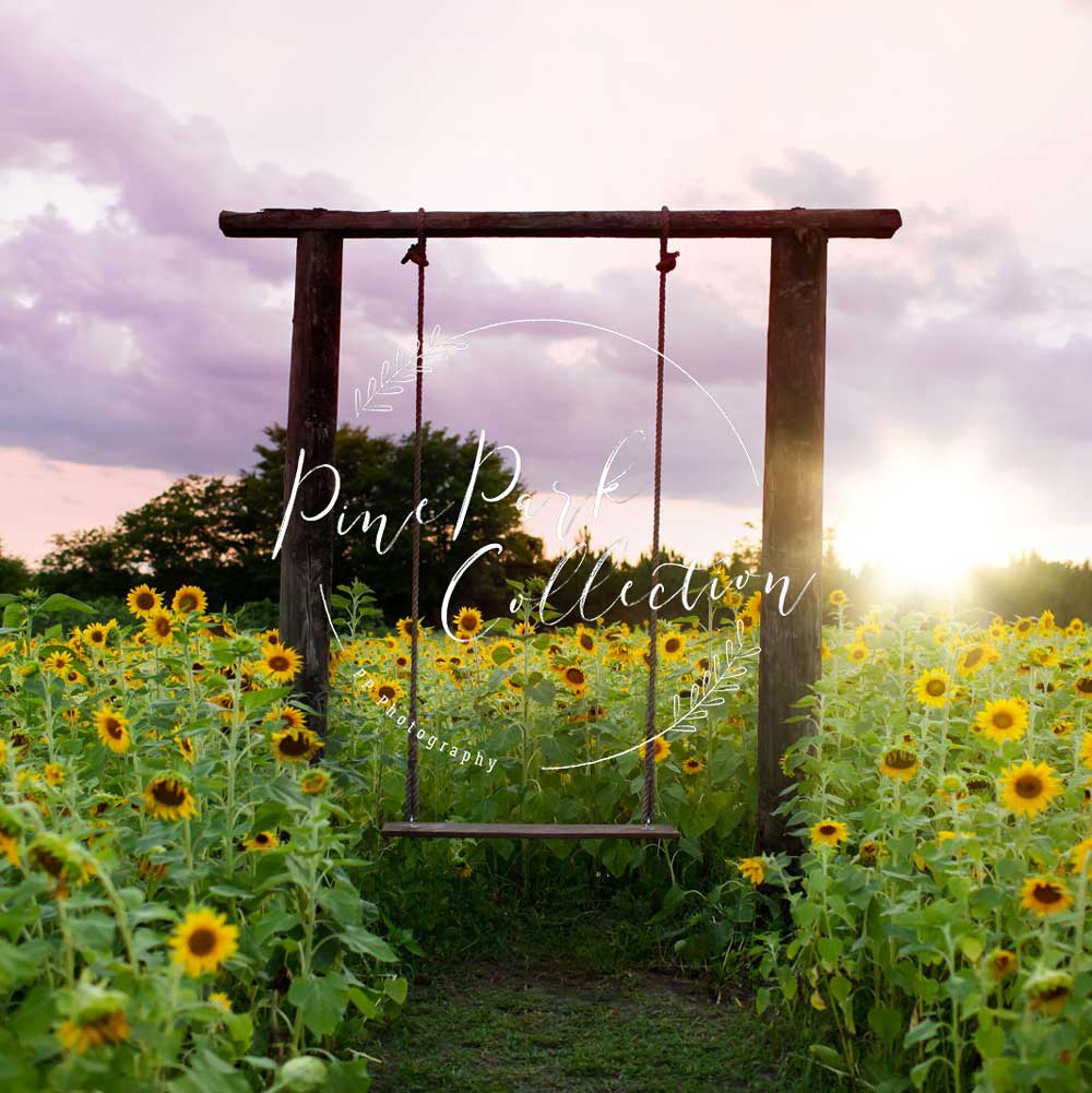 Kate Summer Sunflower Swing Backdrop for Photography Designed By Pine Park Collection - Kate Backdrop AU