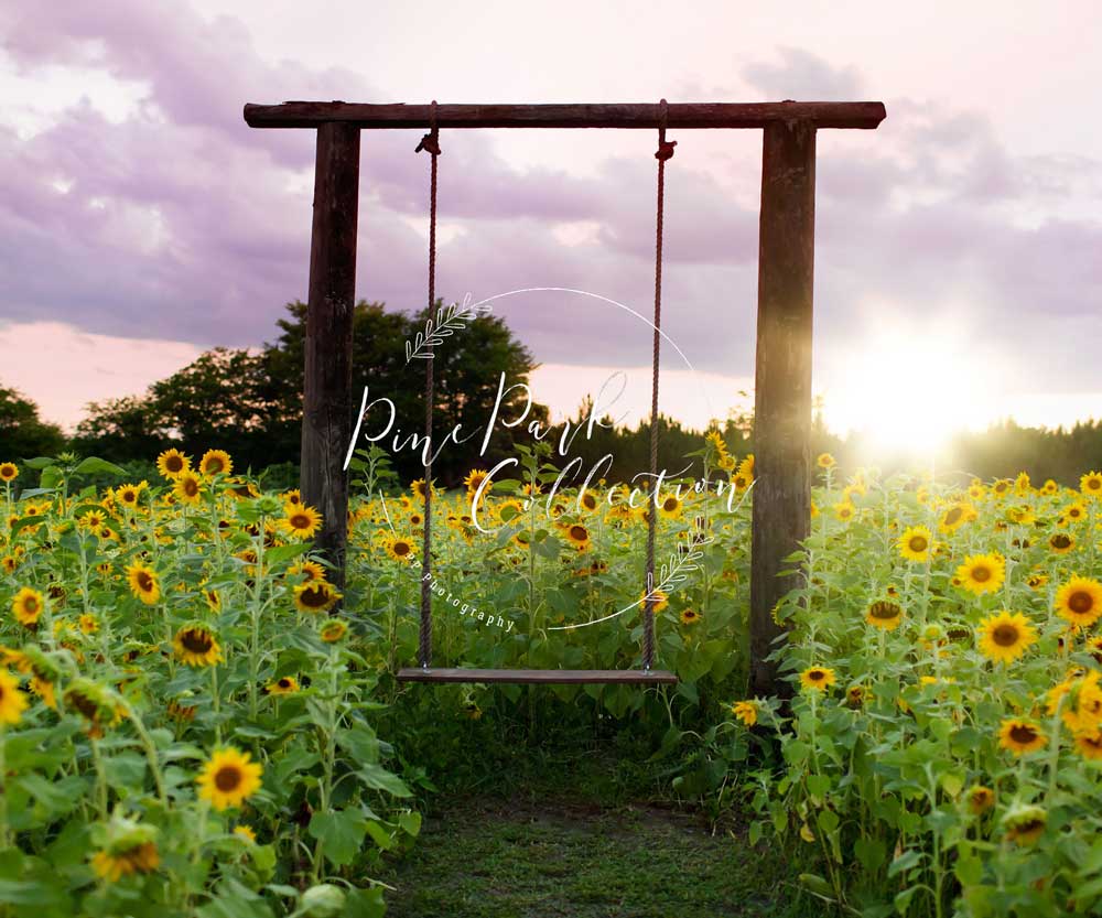 Kate Summer Sunflower Swing Backdrop for Photography Designed By Pine Park Collection - Kate Backdrop AU