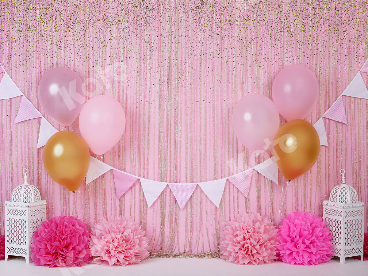 Kate Pink and Gold Birthday Glitter Backdrop for Photography - Kate Backdrop AU