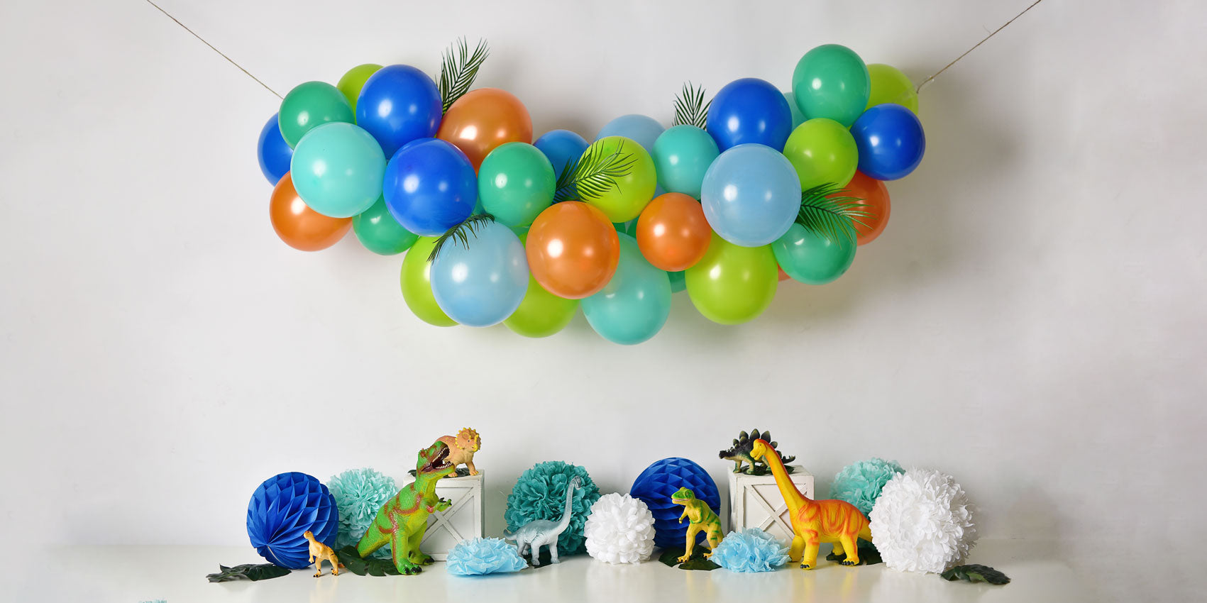 Kate Dinosaur Birthday with Balloons Backdrop for Photography Designed By Mandy Ringe Photography - Kate Backdrop AU