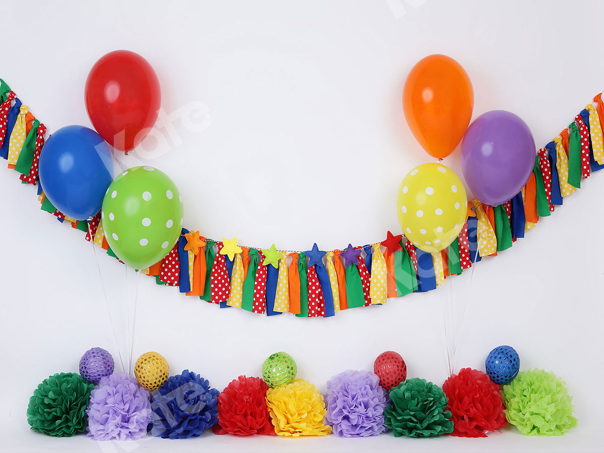 Kate Primary Stars with Colorful Balloons Backdrop - Kate Backdrop AU