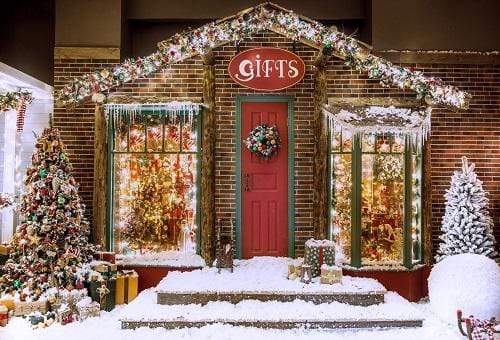 Kate Christmas Giftshop Decorations Snow Backdrop for Photography - Kate Backdrop AU