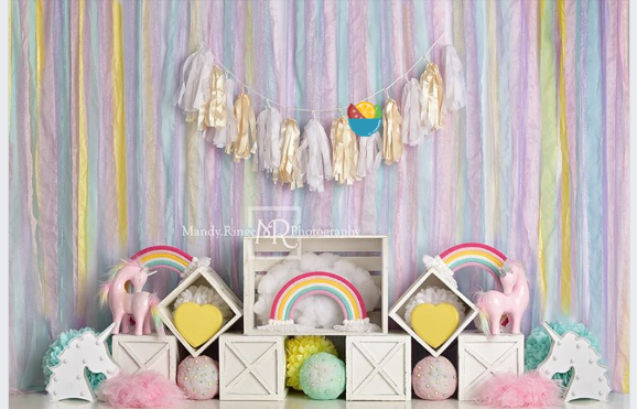 Kate Rainbow Unicorn Birthday Backdrop Designed by Mandy Ringe Photography - Kate Backdrop AU