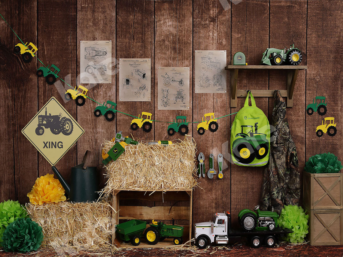 Kate Tractor Garage Children Backdrop - Kate Backdrop AU
