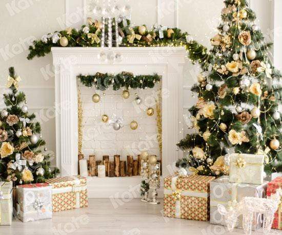 Kate Christmas Decorations Presents Fireplace Backdrop - Kate Backdrop AU