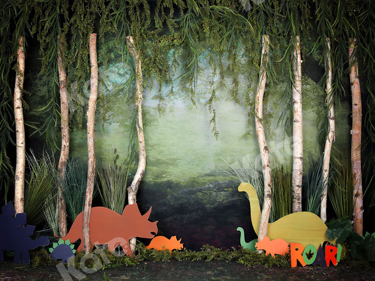 Kate Rainforest Trunk Wonderland with Dinosaur Backdrop - Kate Backdrop AU