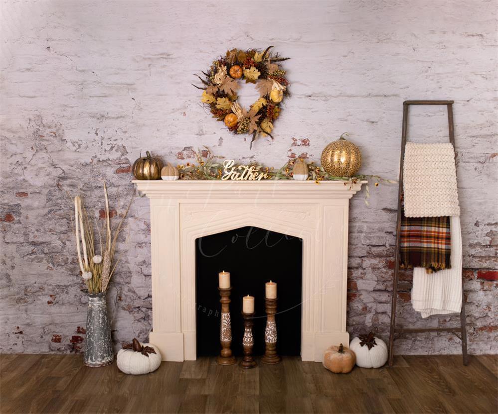 Kate Autumn Thanksgiving Pumpkins Decorations Room Backdrop Designed By Pine Park Collection - Kate Backdrop AU