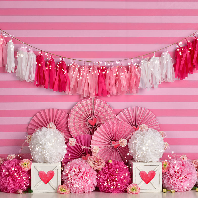 Kate Valentine's Day with Hearts and Stripes Backdrop Designed By Mandy Ringe Photography - Kate Backdrop AU