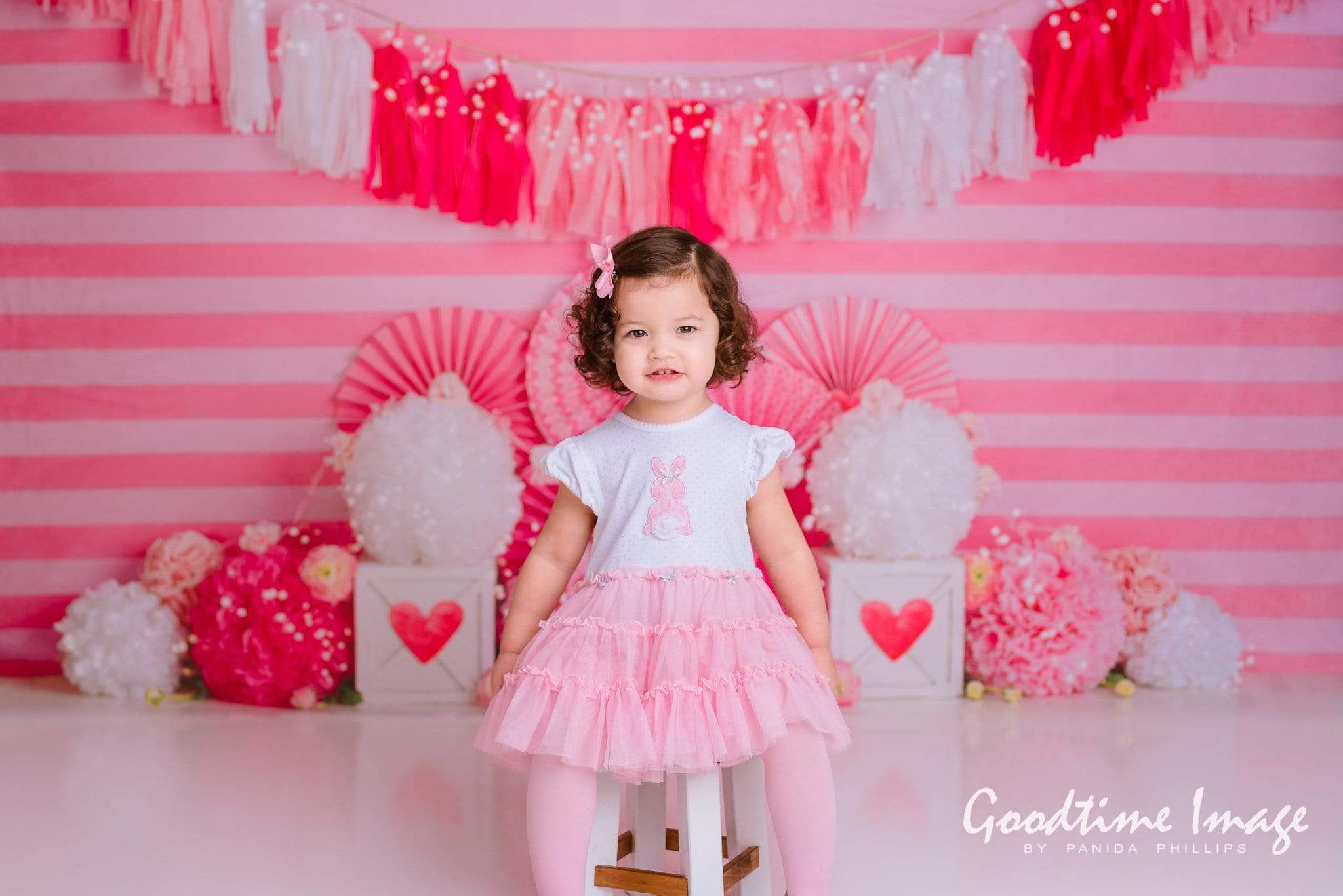 Kate Valentine's Day with Hearts and Stripes Backdrop Designed By Mandy Ringe Photography - Kate Backdrop AU