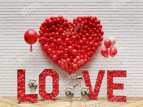 Kate Valentine's Day Love Balloons White Wall Backdrop for Photography - Kate Backdrop AU