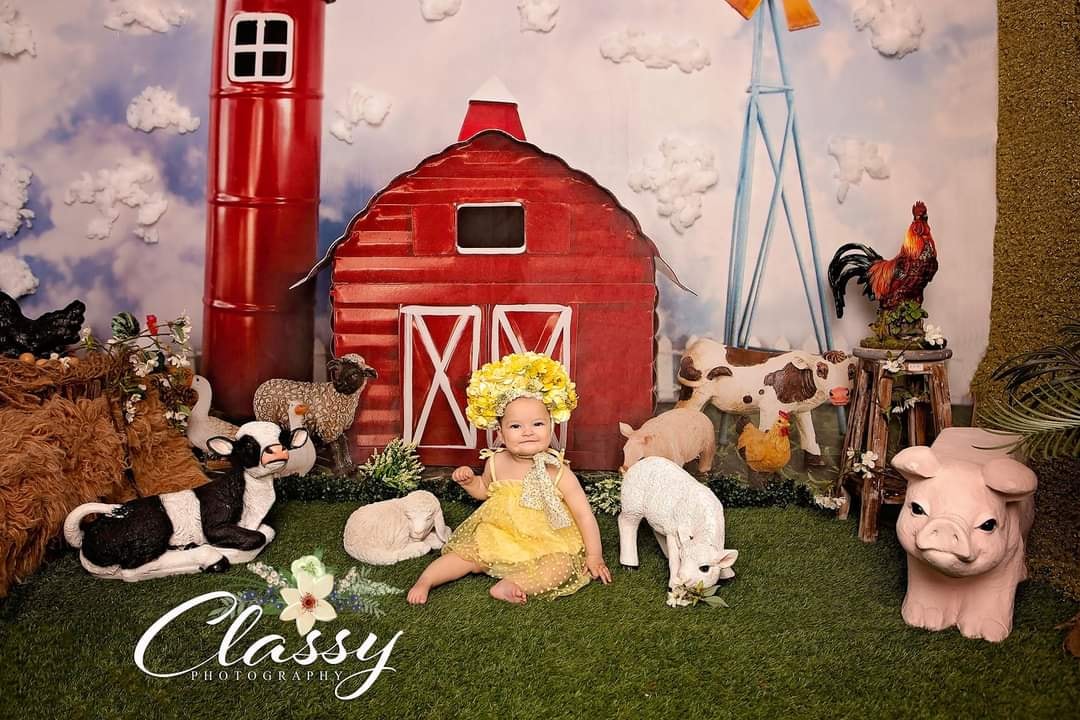 Kate Spring Barnyard Farm Backdrop Designed by Megan Leigh Photography - Kate Backdrop AU