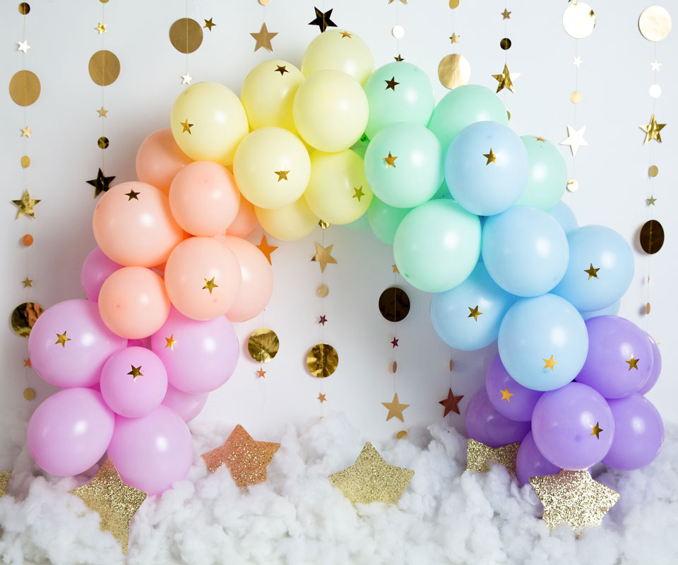 Kate Rainbow Balloons Garland Children Cake Smash Backdrop Designed by Megan Leigh Photography - Kate Backdrop AU