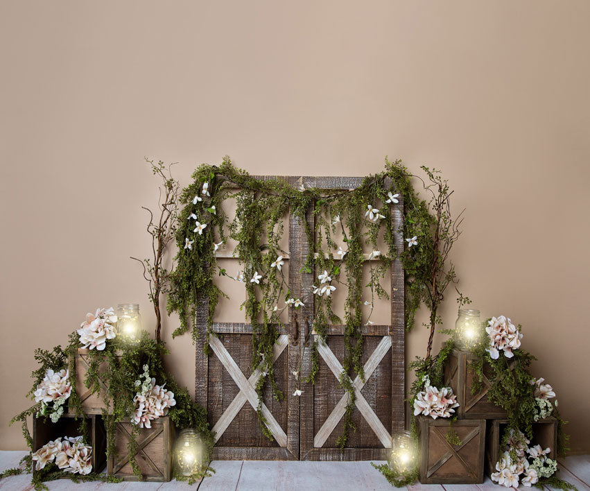 Kate Spring Barn Door Manor Backdrop Designed by Megan Leigh Photography - Kate Backdrop AU