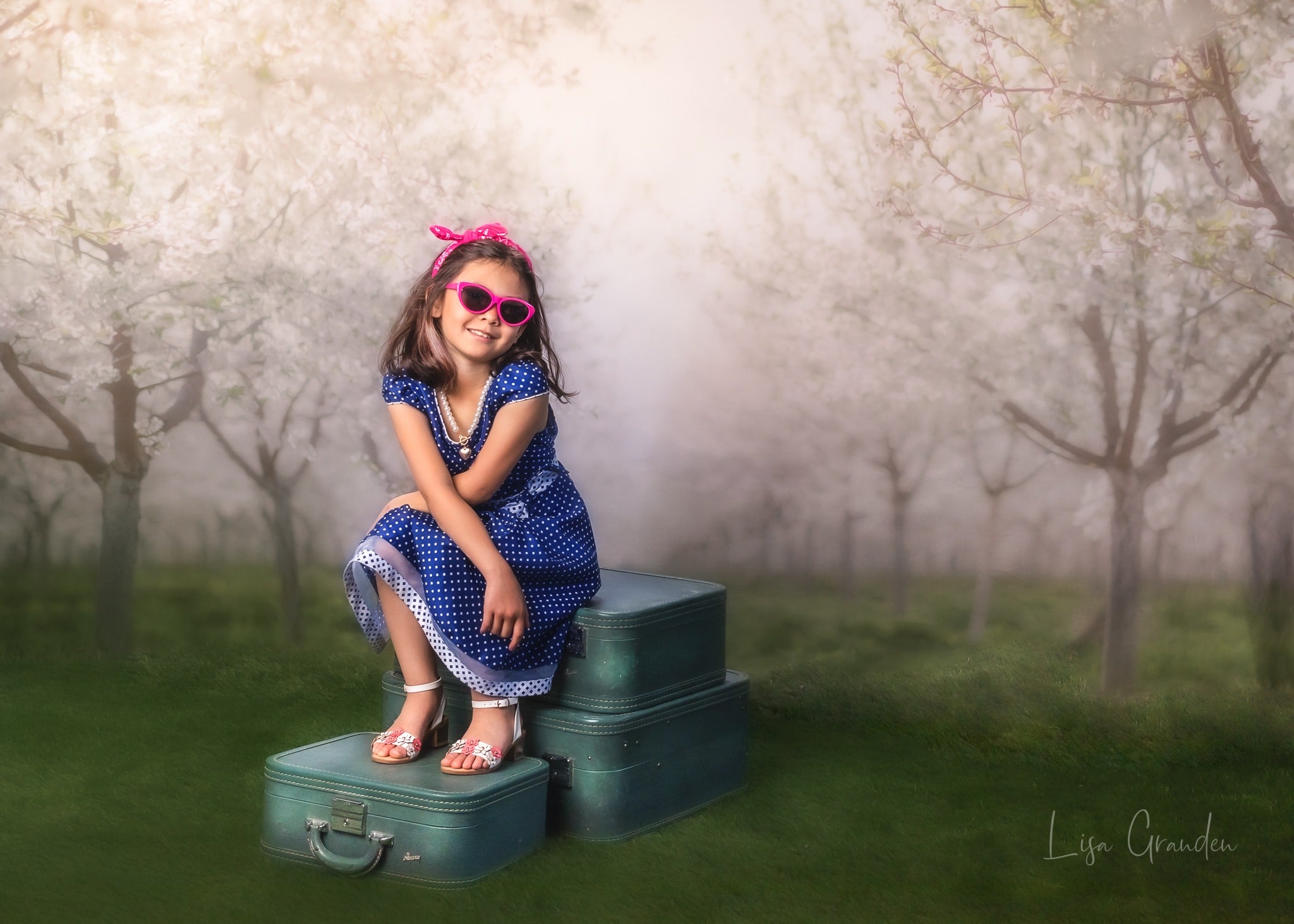 Kate Spring Orchard in White Backdrop for Photography Designed by Lisa Granden - Kate Backdrop AU