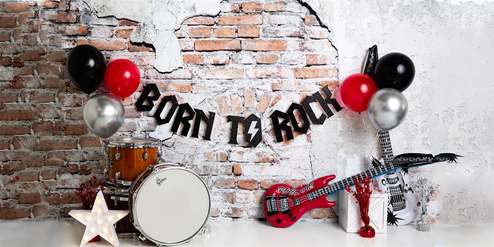 Kate Born to Rock with Guitar Children Backdrop Designed by Megan Leigh Photography - Kate Backdrop AU