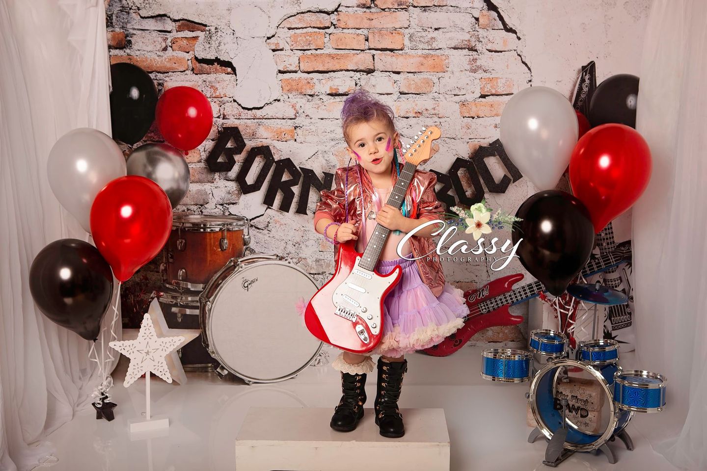 Kate Born to Rock with Guitar Children Backdrop Designed by Megan Leigh Photography - Kate Backdrop AU