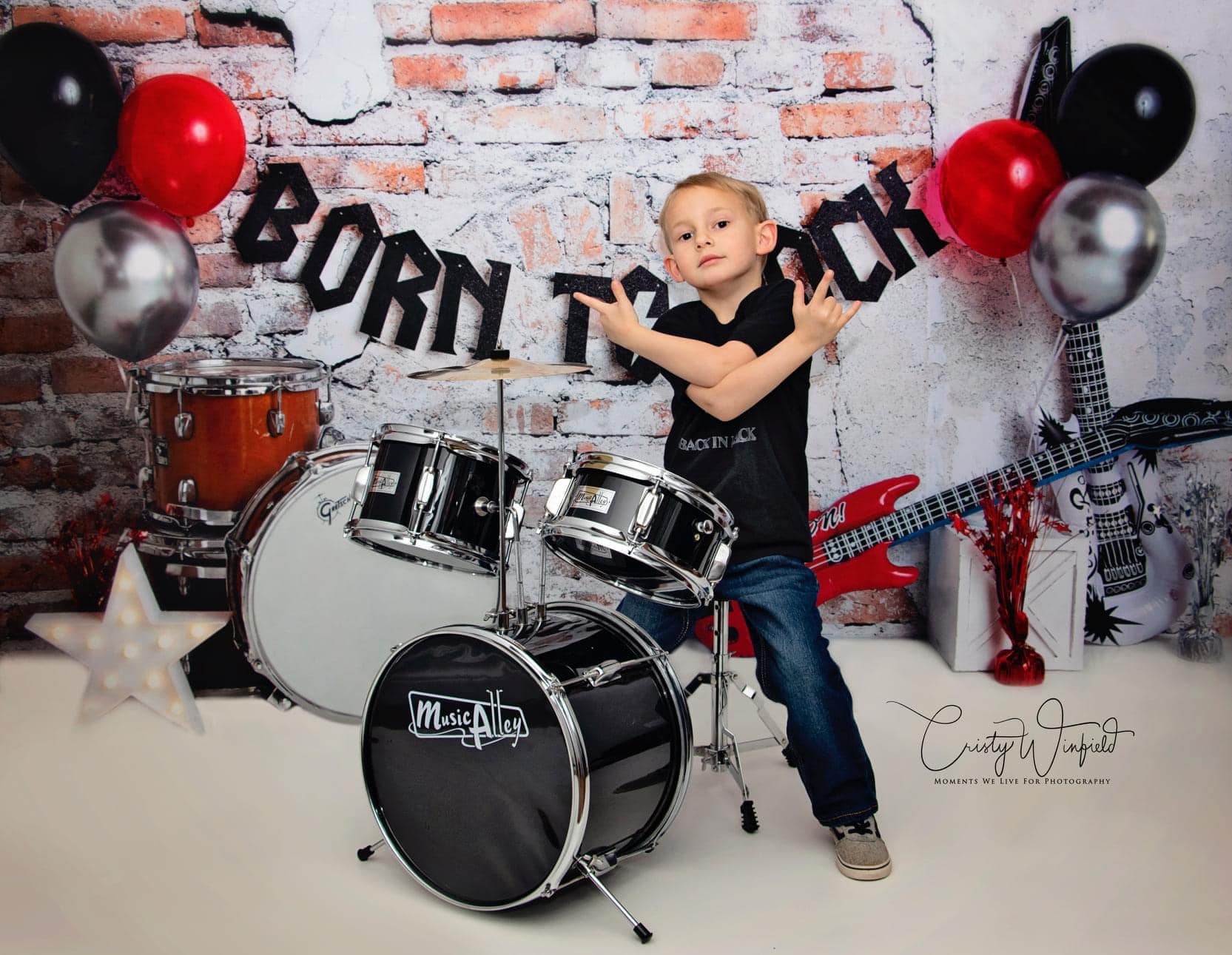 Kate Born to Rock with Guitar Children Backdrop Designed by Megan Leigh Photography - Kate Backdrop AU