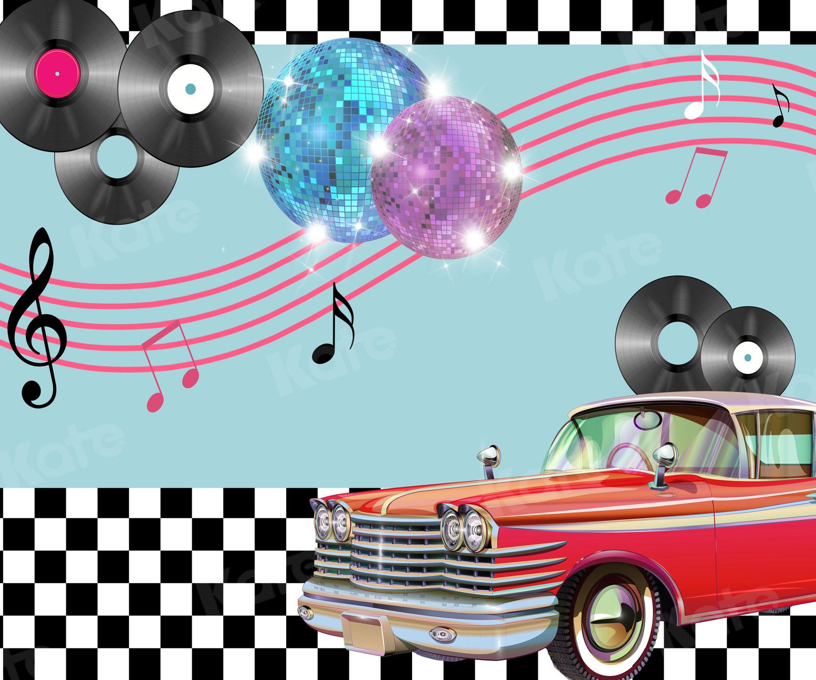 Kate Car 80's Disco DJ Backdrop for Photography - Kate Backdrop AU