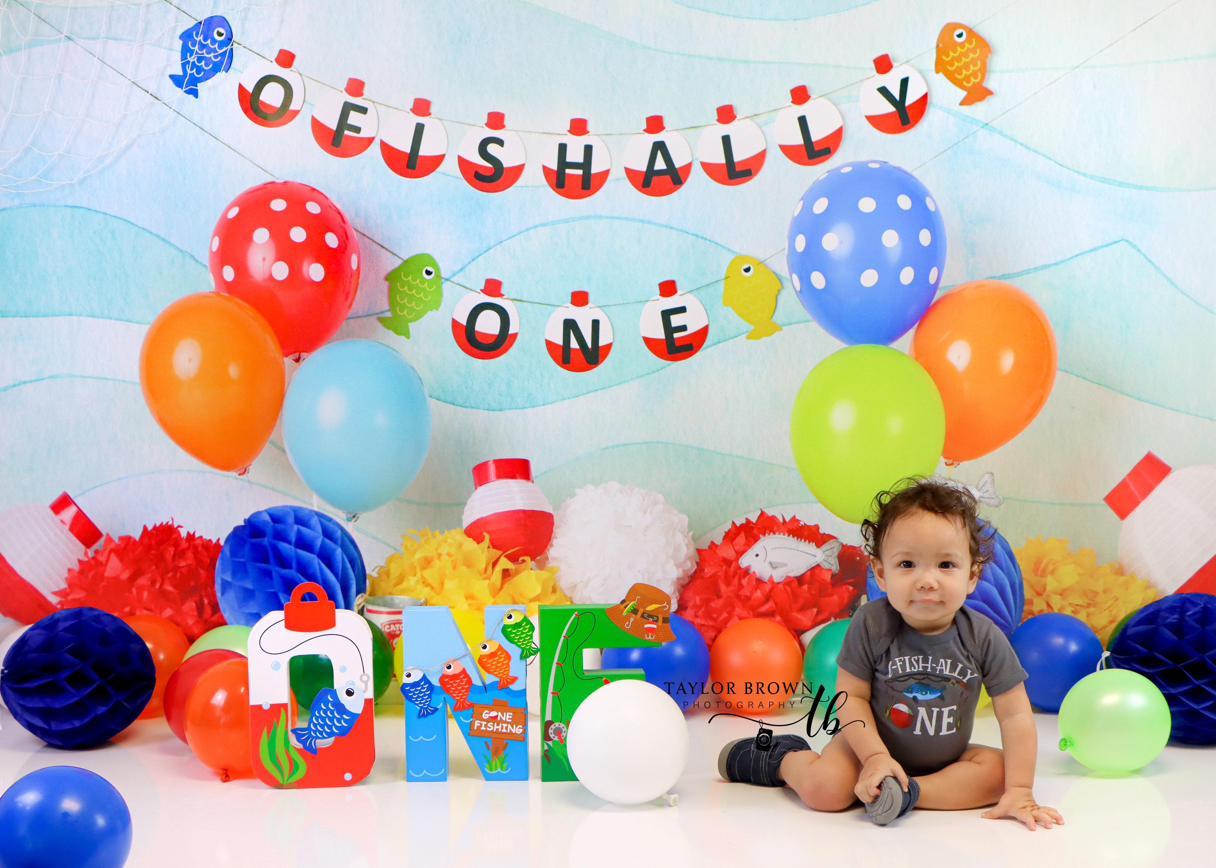 Kate Fishing First Birthday Backdrop Designed by Mandy Ringe Photography - Kate Backdrop AU