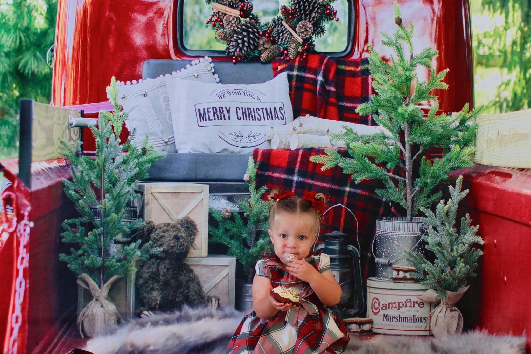 Kate Red Christmas Truck Backdrop Designed by Mandy Ringe Photography - Kate Backdrop AU