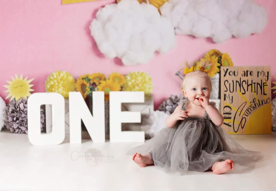 Kate Birthday You Are My Sunshine Pink Backdrop Designed by Mandy Ringe Photography - Kate Backdrop AU