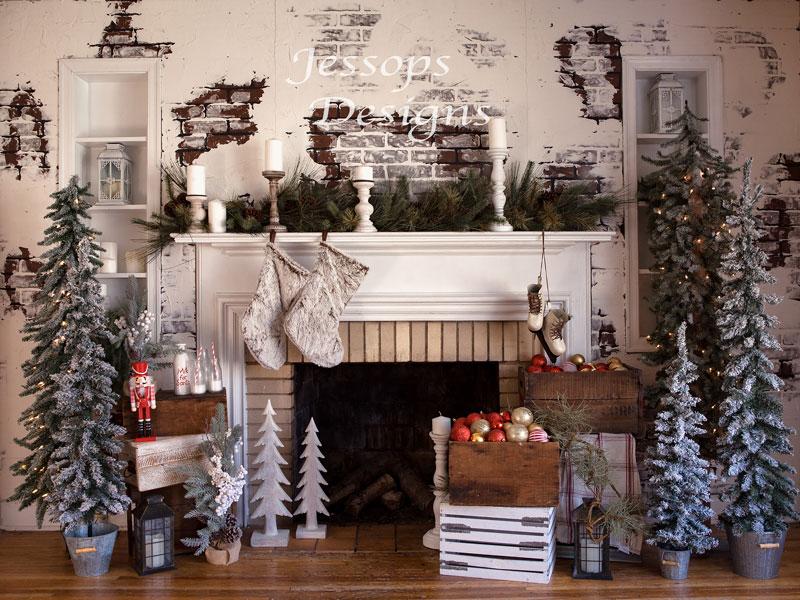 Kate Christmas Cozy Fireplace Backdrop Designed by Keerstan Jessop - Kate Backdrop AU