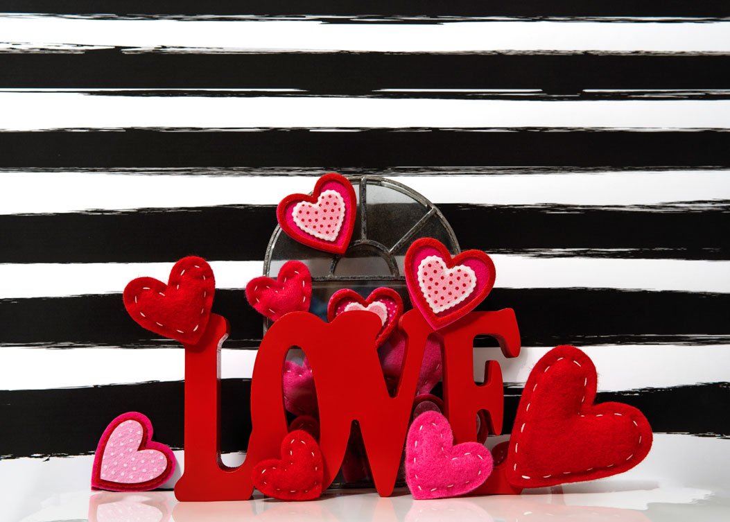 Kate Valentine's Day Love Felt Stitches Stripes Backdrop Designed by Mini MakeBelieve - Kate Backdrop AU