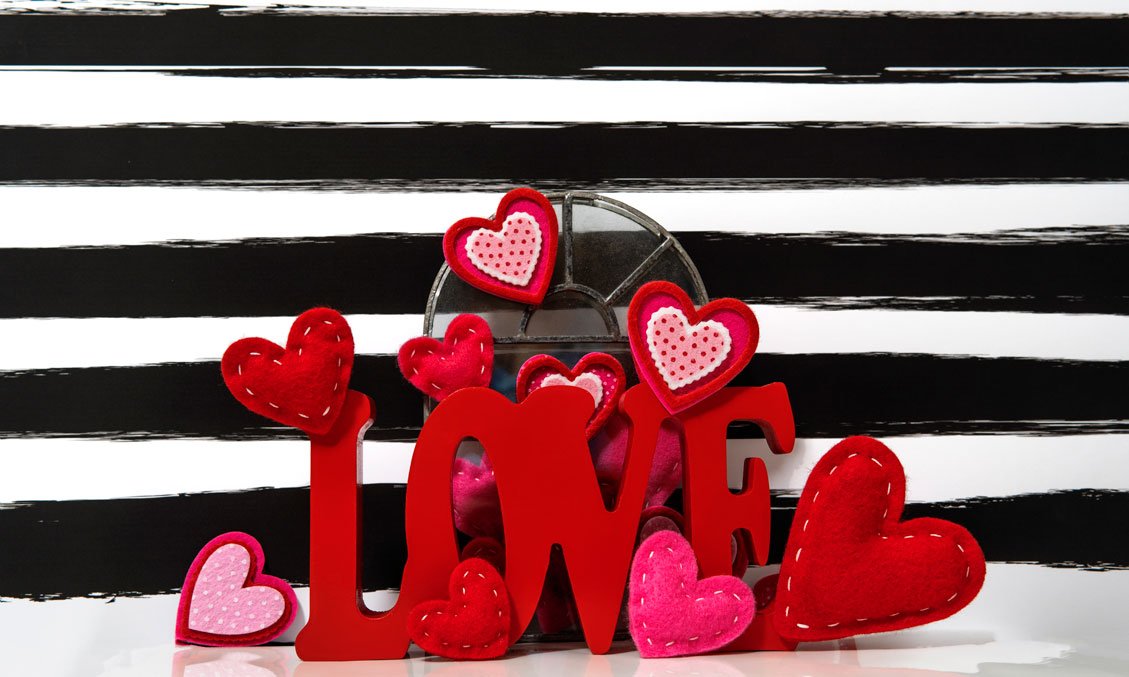 Kate Valentine's Day Love Felt Stitches Stripes Backdrop Designed by Mini MakeBelieve - Kate Backdrop AU