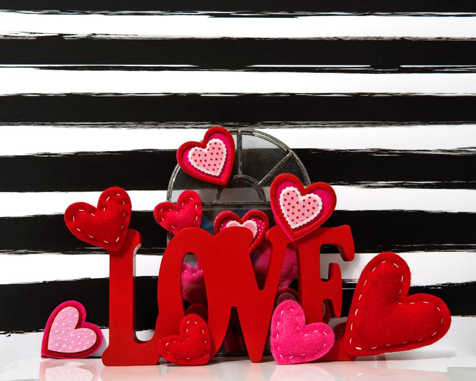 Kate Valentine's Day Love Felt Stitches Stripes Backdrop Designed by Mini MakeBelieve - Kate Backdrop AU