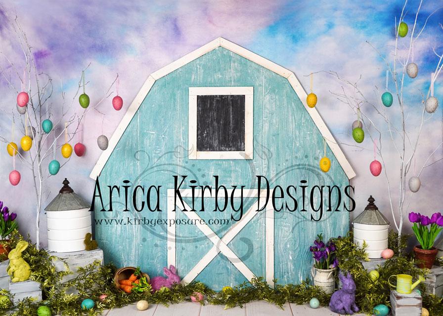 Kate Easter Blue Barn Backdrop Designed by Arica Kirby - Kate Backdrop AU