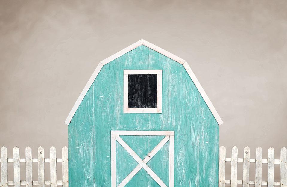 Kate Spring Blue Barn Backdrop Designed by Arica Kirby - Kate Backdrop AU