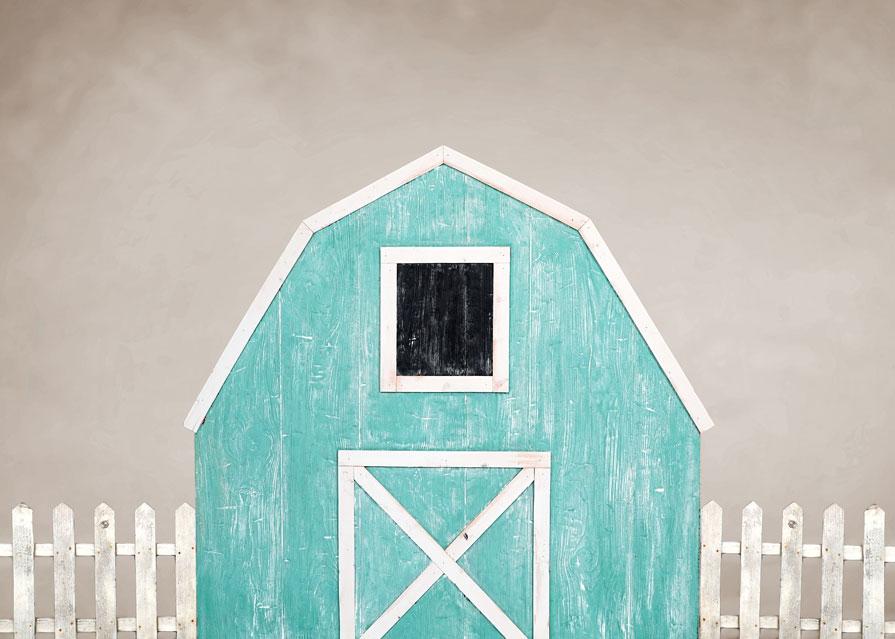 Kate Spring Blue Barn Backdrop Designed by Arica Kirby - Kate Backdrop AU
