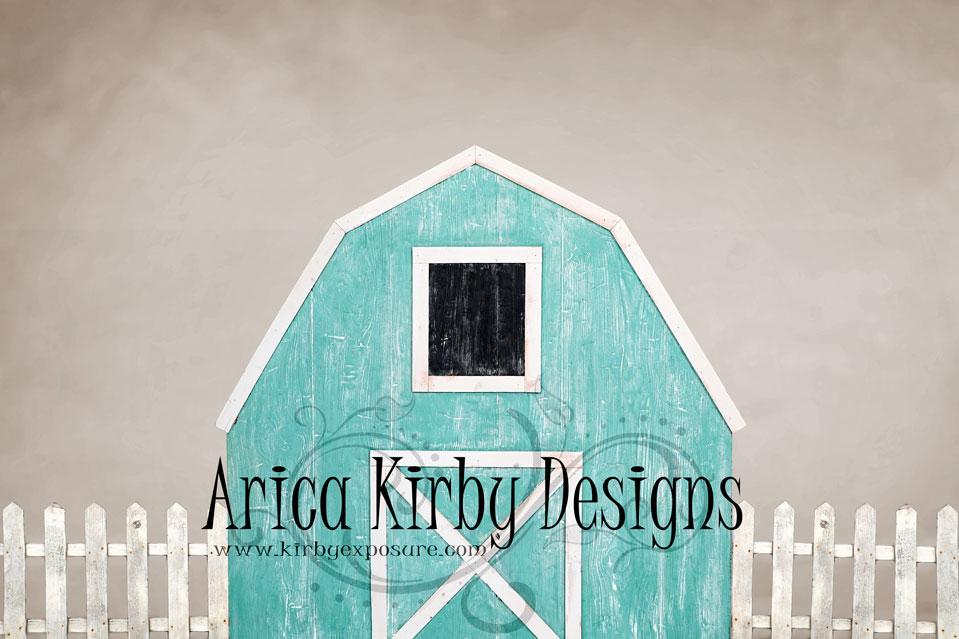 Kate Spring Blue Barn Backdrop Designed by Arica Kirby - Kate Backdrop AU