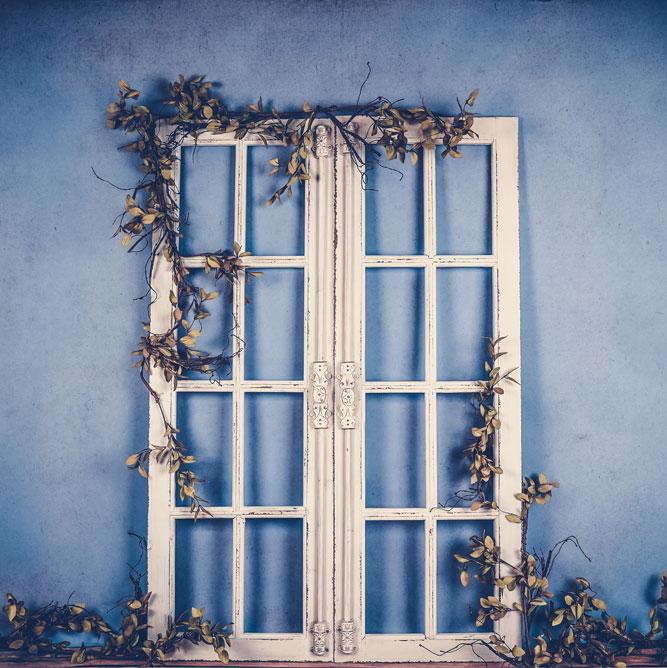 Kate Spring/mother's Day White Doors Blue Backdrop Designed by Arica Kirby - Kate Backdrop AU