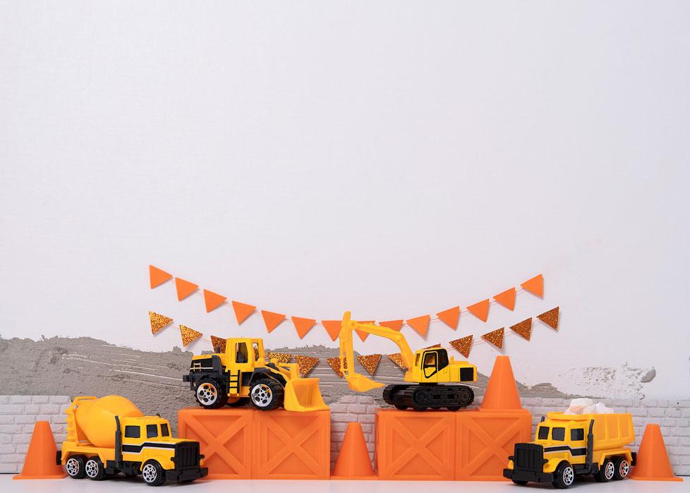 Kate Birthday Truck Construction Boy Backdrop Designed by Mini MakeBelieve - Kate Backdrop AU