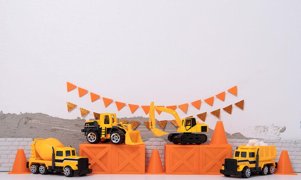 Kate Birthday Truck Construction Boy Backdrop Designed by Mini MakeBelieve - Kate Backdrop AU