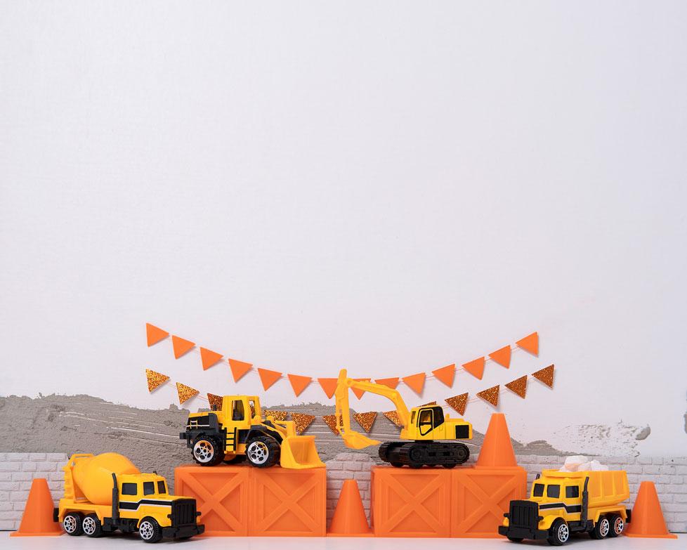 Kate Birthday Truck Construction Boy Backdrop Designed by Mini MakeBelieve - Kate Backdrop AU