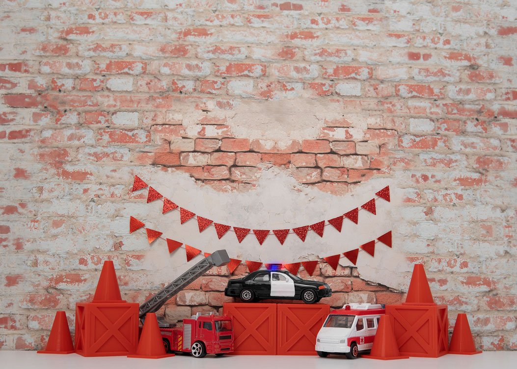 Kate Birthday Rescue Cars Boy Backdrop Designed by Mini MakeBelieve - Kate Backdrop AU