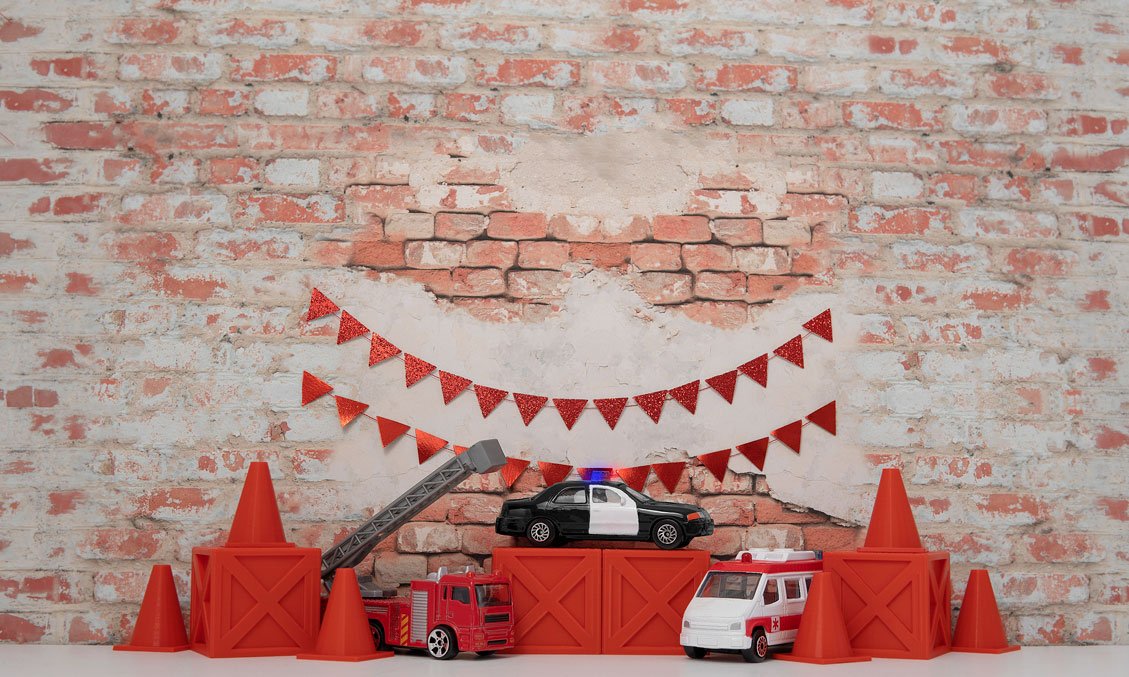Kate Birthday Rescue Cars Boy Backdrop Designed by Mini MakeBelieve - Kate Backdrop AU
