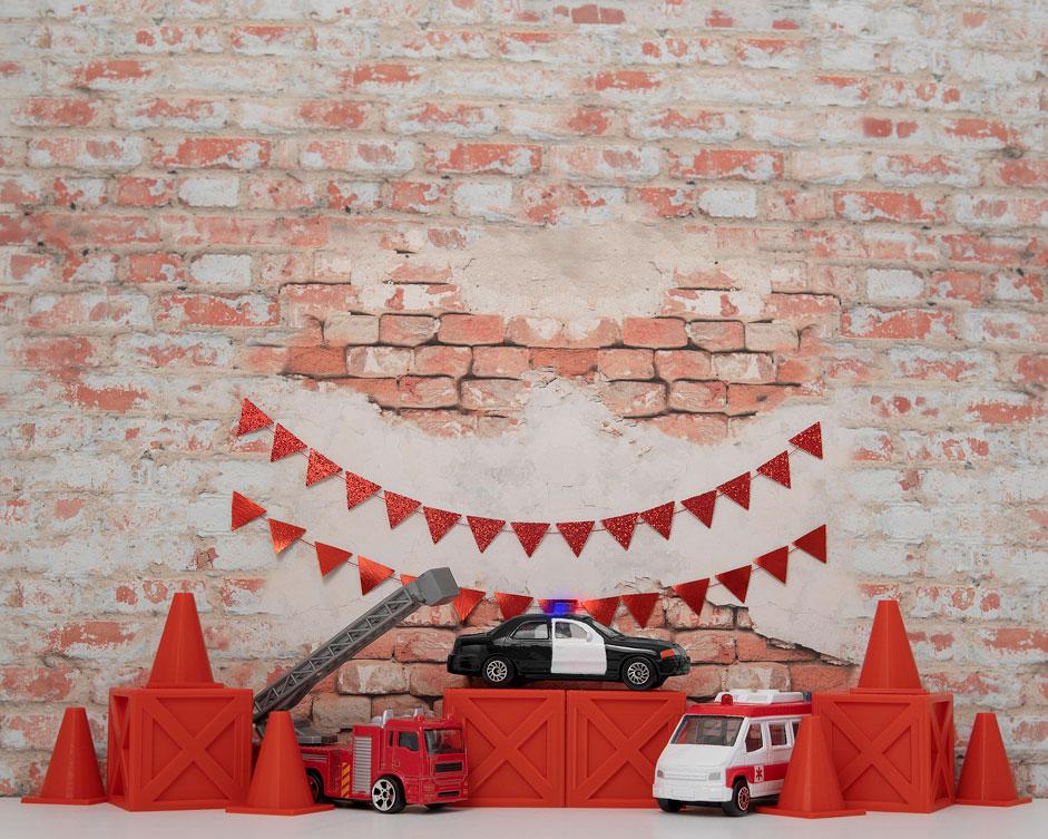 Kate Birthday Rescue Cars Boy Backdrop Designed by Mini MakeBelieve - Kate Backdrop AU
