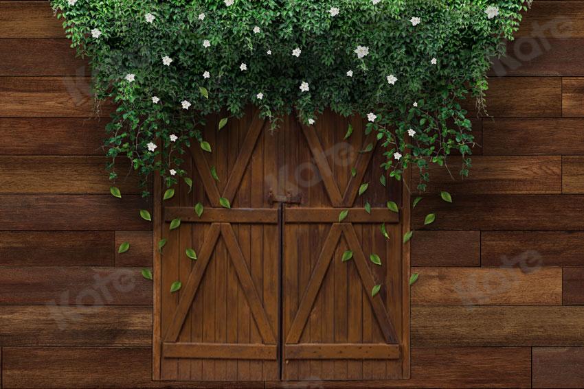 Kate Mother's Day Farm Brown Door Green Vines Backdrop Designed by JS Photography - Kate Backdrop AU