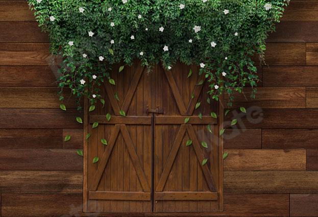Kate Mother's Day Farm Brown Door Green Vines Backdrop Designed by JS Photography - Kate Backdrop AU