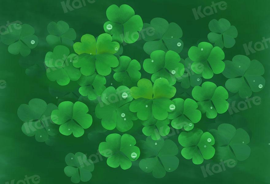 Kate St. Patrick's Day Green Clovers Lucky Backdrop for Photography - Kate Backdrop AU
