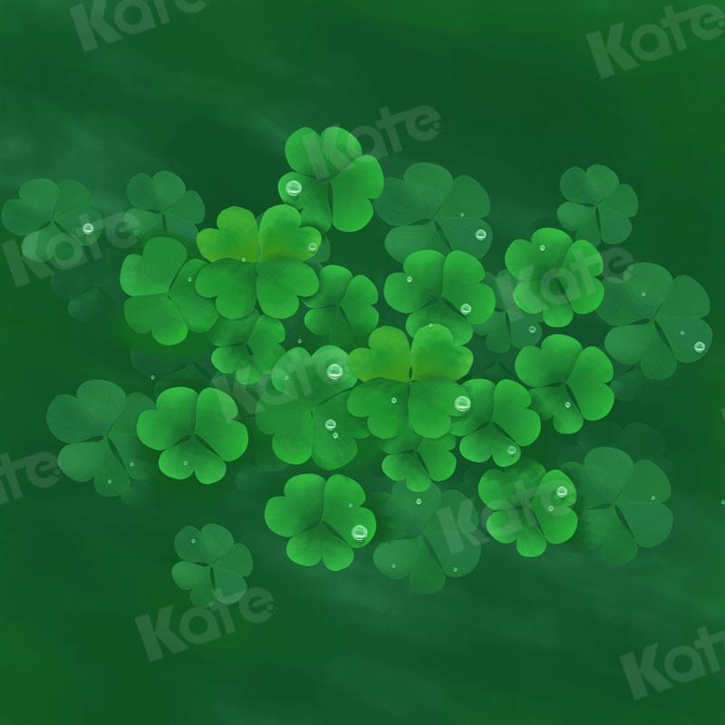 Kate St. Patrick's Day Green Clovers Lucky Backdrop for Photography - Kate Backdrop AU