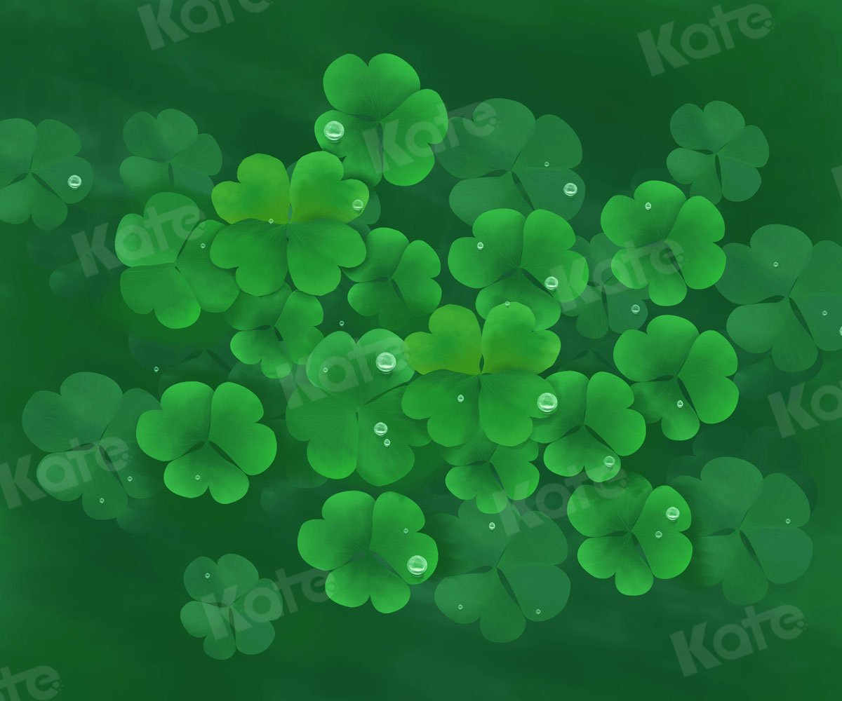 Kate St. Patrick's Day Green Clovers Lucky Backdrop for Photography - Kate Backdrop AU